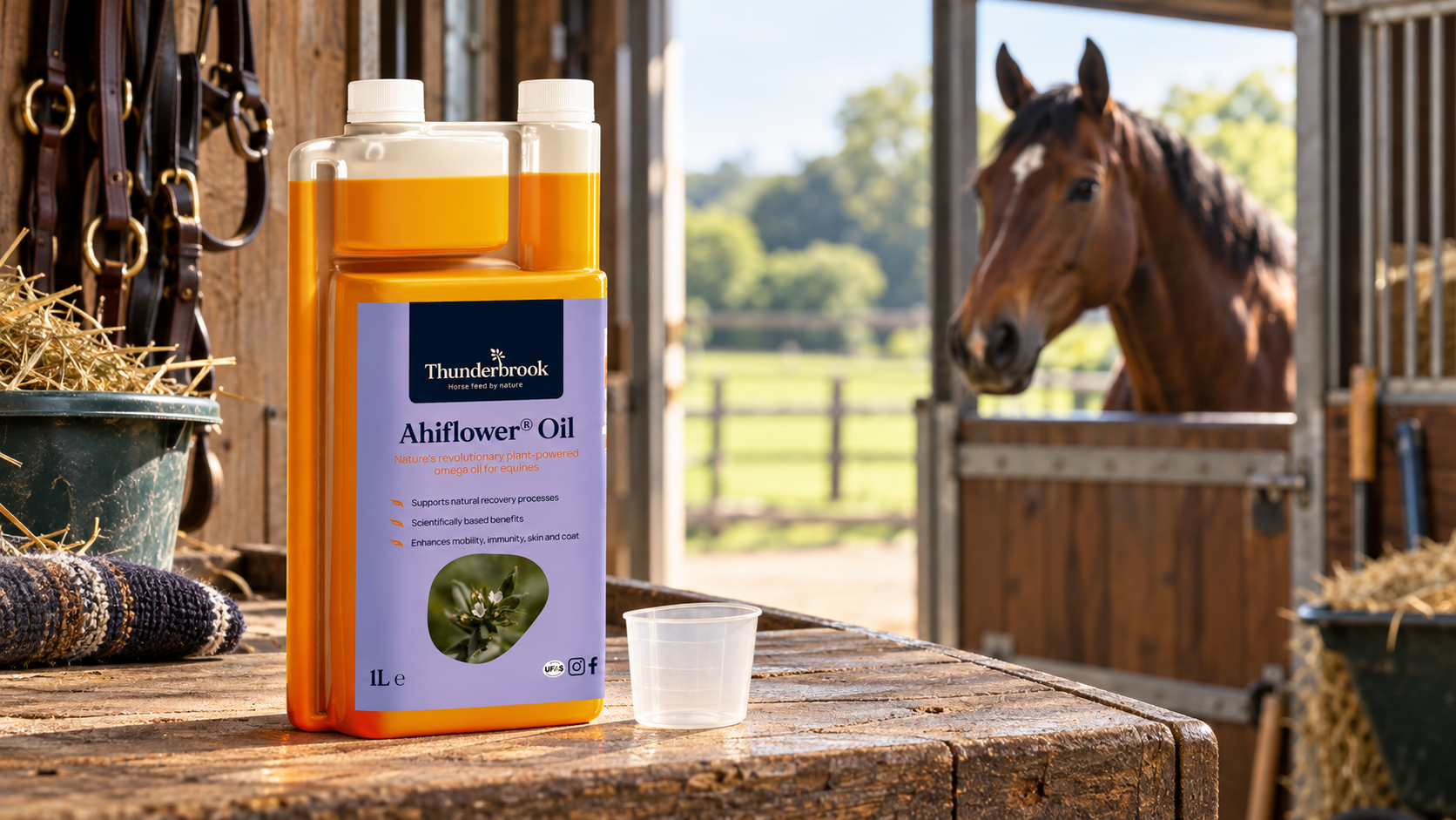 Thunderbrook Ahiflower Oil for horses: what it is and how to feed it