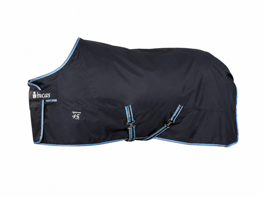 Bucas Anniversary Turnout Rug 50g Silk-Feel in Black/Sapphire without neck cover
