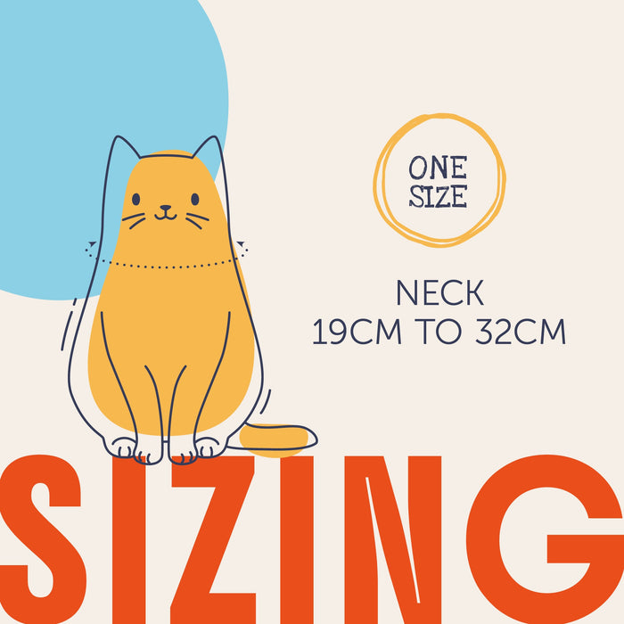 Doodlecat Cat Collar Duo 19 to 32 centimetre size guide