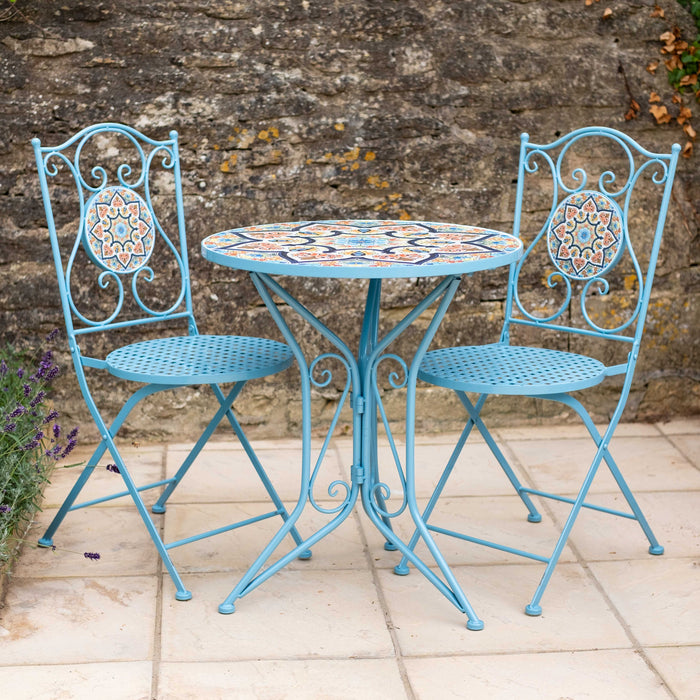 Ascalon Azura Mosaic 3 Piece Garden Bistro Set – Light Blue