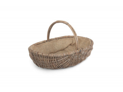Large Shallow Willow Garden Trug – Antique Wash & Hessian – view 2