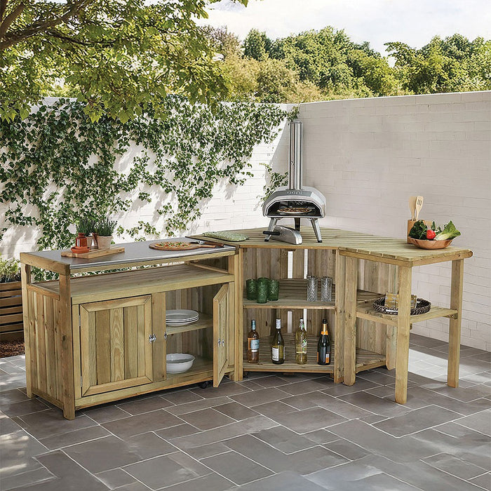 Zest Terraza Wooden Outdoor Kitchen Corner Unit