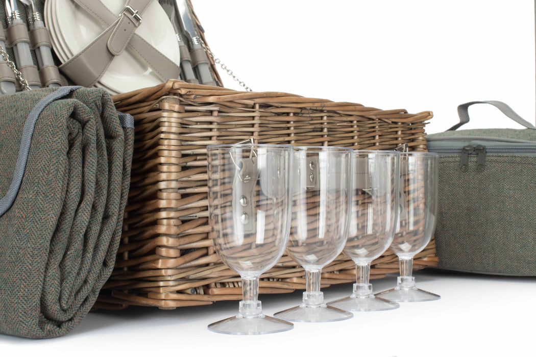 4 PERSON GREY TWEED HAMPER