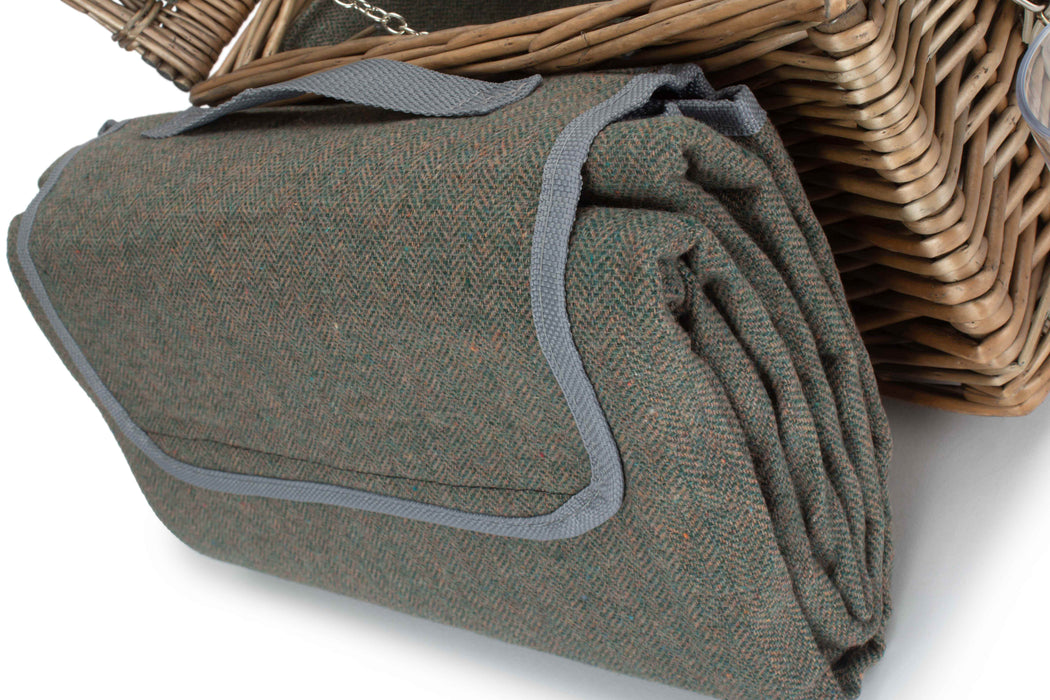 4 PERSON GREY TWEED HAMPER