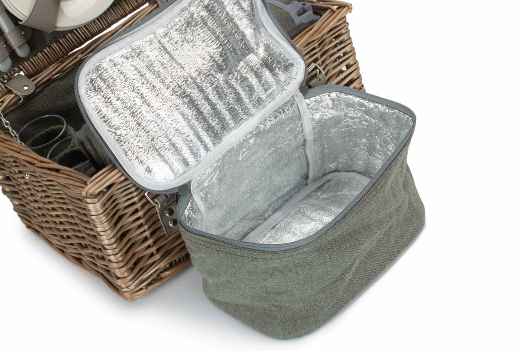 4 PERSON GREY TWEED HAMPER