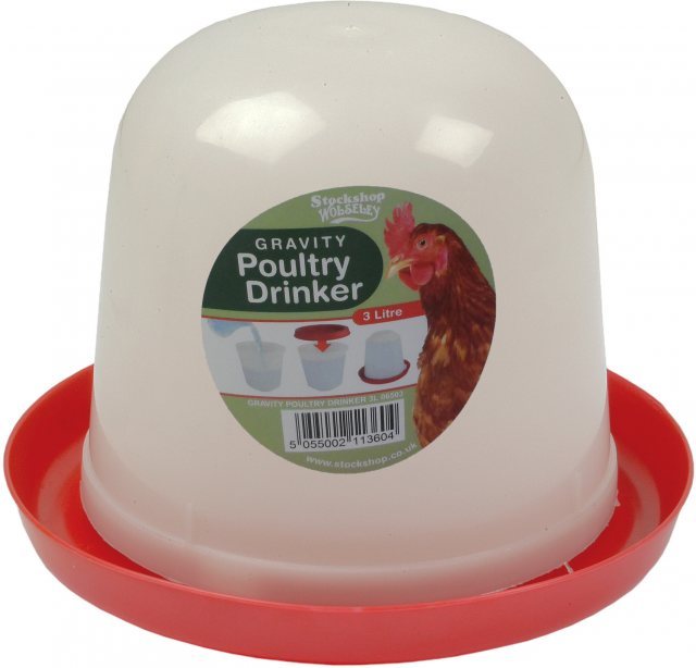 Stockshop Red & White Poultry Drinker 3L – product image 1