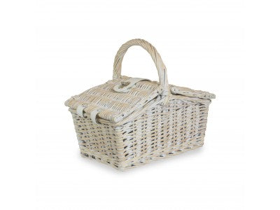 Small White Double Lidded Picnic Hamper