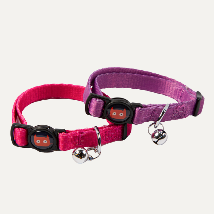 Doodlecat Cat Collar Duo in Fuchsia & Blush