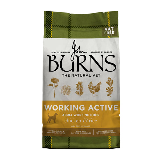 Burns Working Active Chicken & Rice complete dry food for adult working dogs, 12kg