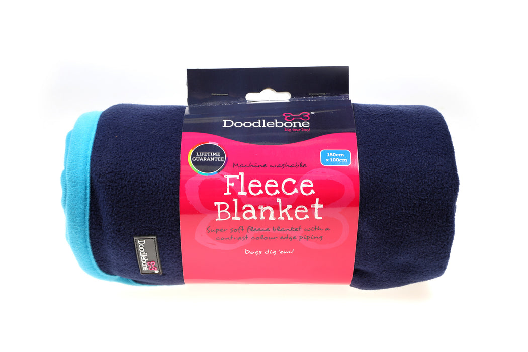 Doodlebone Dog Fleecy Blanket - Navy & Aqua