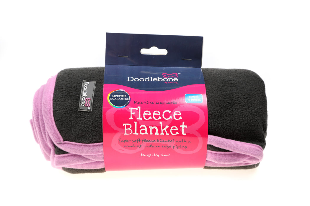 Doodlebone Dog Fleecy Blanket - Charcoal & Blush