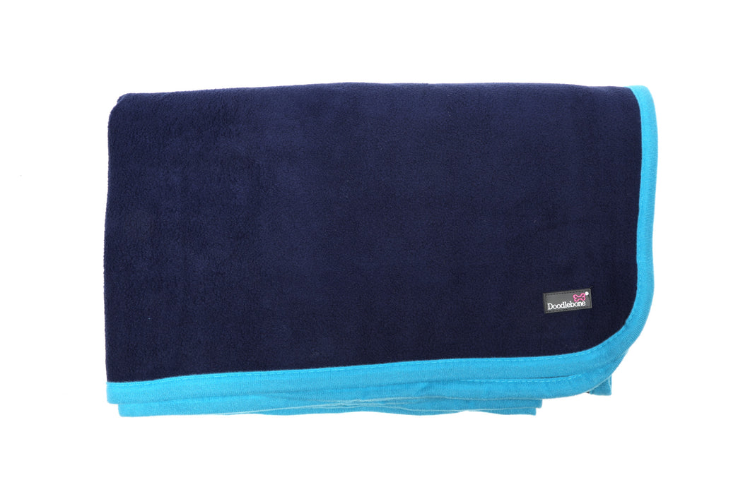 Doodlebone Dog Fleecy Blanket - Navy & Aqua