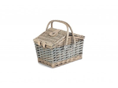 Poplar Antique Wash Swing Handle Picnic Hamper