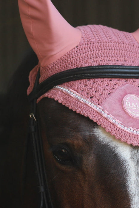 Halt Equestrian Pink Fly Veil with Diamond Trim