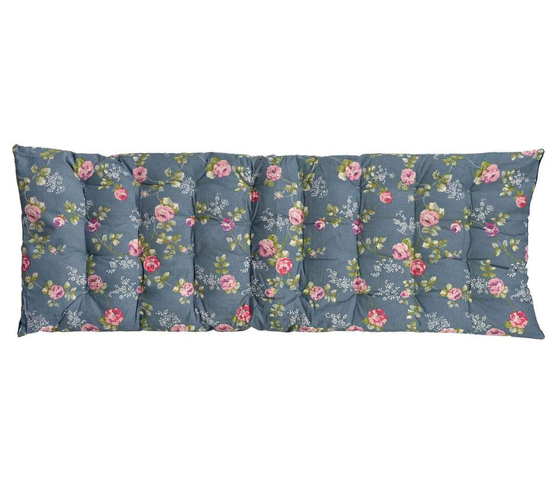 Navy Rosebud cushion option for Ascalon Floral Mosaic Metal Garden Bench – Cream