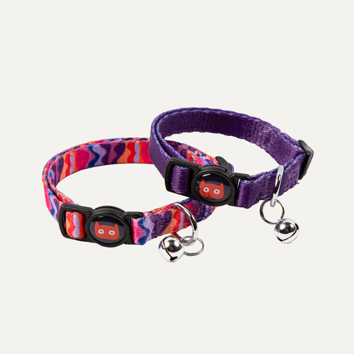 Doodlecat Cat Collar Duo in Violet & Dunes