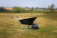 Carrimore Muckmaster 160L wheelbarrow outdoors; pneumatic wheel shown