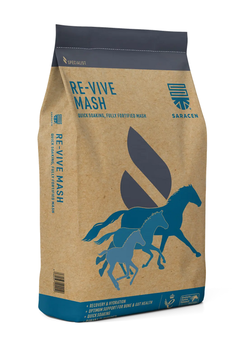 Saracen Re-Vive Mash – Quick-Soaking Mash with Electrolytes for Recovery – 20kg – current pack image