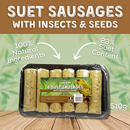 Copdock Mill Insect & Seed Suet Sausages – Pack of 6 – product image 1