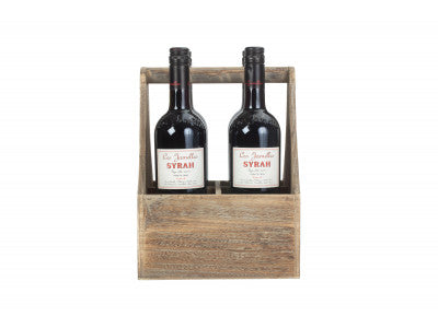 Oak Effect Wooden 4 Bottle Carrier – product view 2