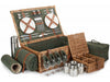 Deluxe Green Tweed 4 Person Picnic Hamper with Flask
