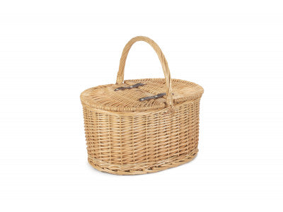 Buff Oval Willow Picnic Basket