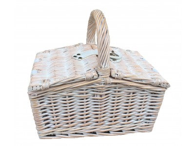 Small White Double Lidded Picnic Hamper – additional view 2
