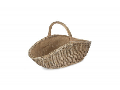 Large Willow Harvesting Basket – Antique Wash & Hessian
