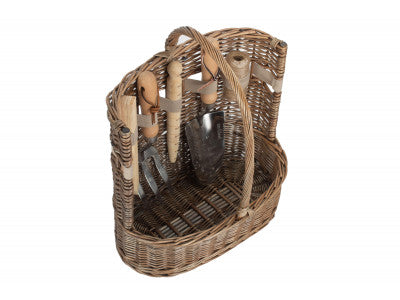 Large Deluxe Willow Garden Tool Basket Set – Antique Wash – view 2