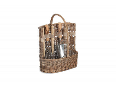 Large Deluxe Willow Garden Tool Basket Set – Antique Wash