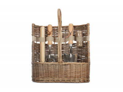 Large Deluxe Willow Garden Tool Basket Set – Antique Wash – view 3