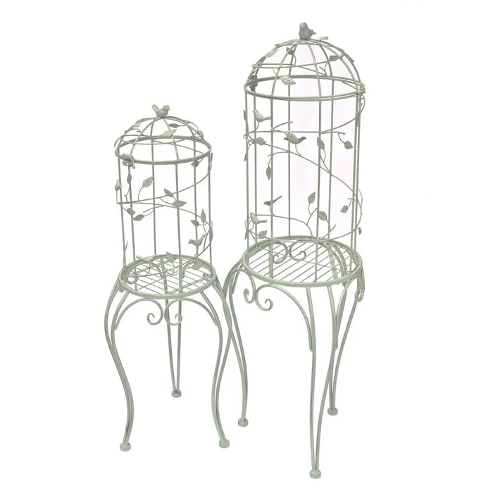 BIRDCAGE PLANTER WITH STAND  - SET OF 2 - GREEN Ascalon