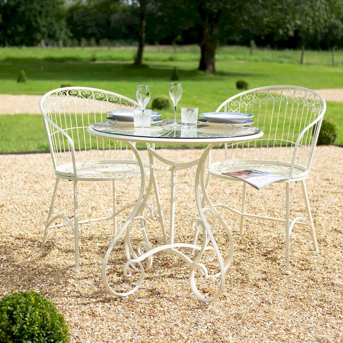 BLAISDON Garden Bistro SET 3 Piece With Glass Top - CREAM Ascalon