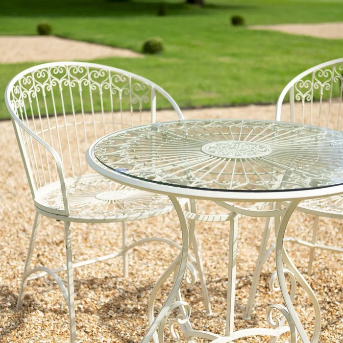 BLAISDON Garden Bistro SET 3 Piece With Glass Top - CREAM Ascalon