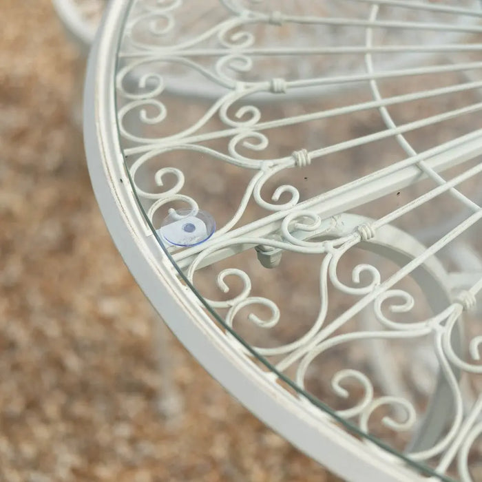 BLAISDON Garden Bistro SET 3 Piece With Glass Top - CREAM Ascalon