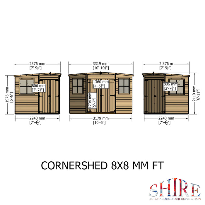 8' x 8' Pressure Treated Corner Shed