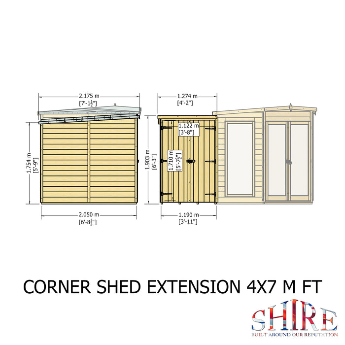Hampton Summerhouse with side shed - 7'x11'