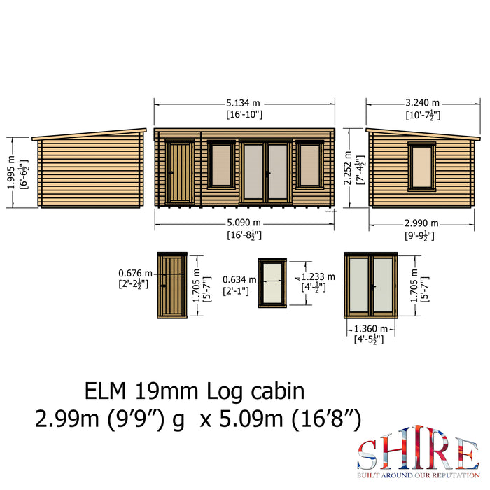 Elm Log Cabin - 10' x 17'