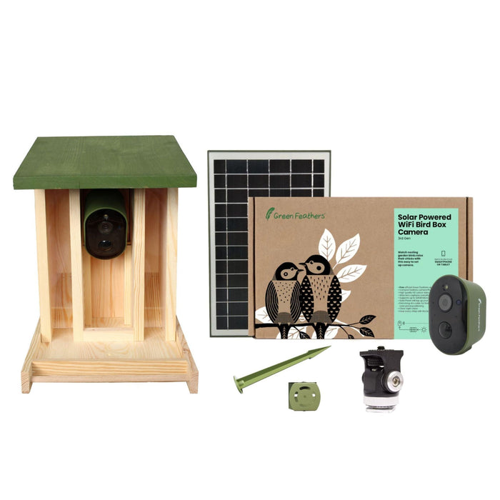Solar Powered WiFi Camera Wooden Bird Feeder Kit