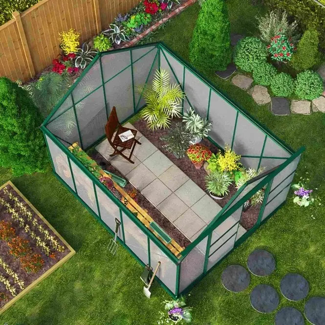 Harvester Walk-In Aluminium Polycarbonate Greenhouse 8' x 12' - Chestnut Mill