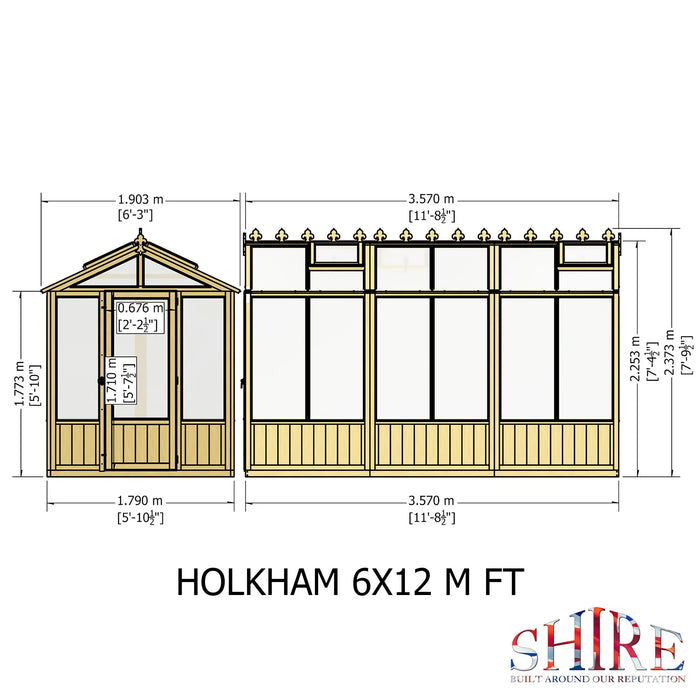 Holkham Greenhouse - 12'x6' - Chestnut Mill