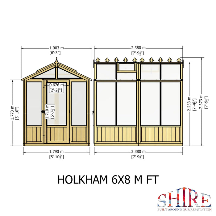 Holkham Greenhouse - 8'x6' - Chestnut Mill