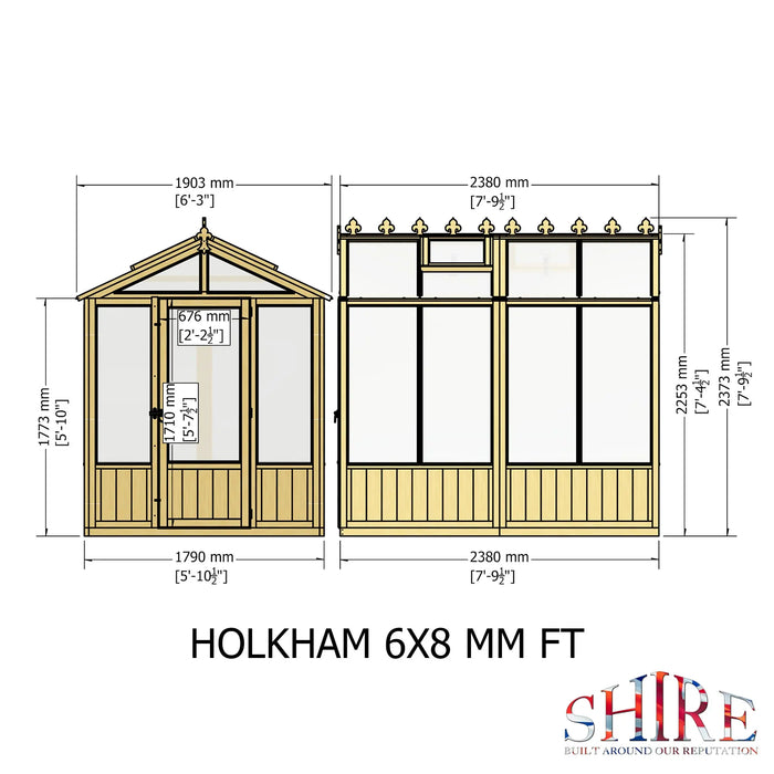 Holkham Greenhouse - 8'x6' - Chestnut Mill