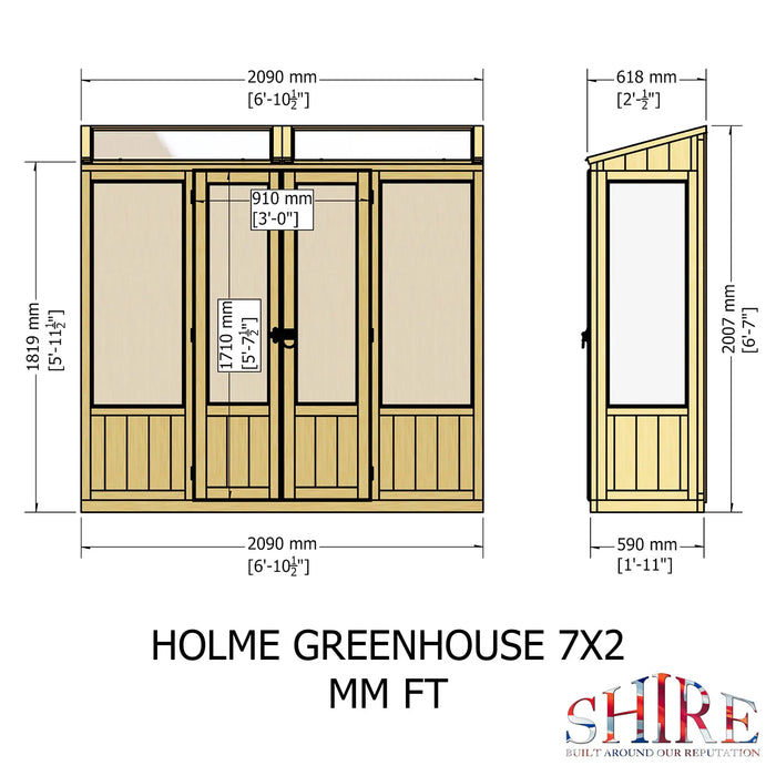 Holme Greenhouse - 7'x2' - Chestnut Mill