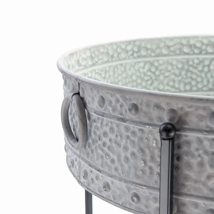 LOW PLANTER WITH STAND - SET OF 3 - ANTIQUE Galvanised Ascalon