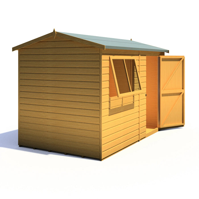 Lewis 10'x6' Single Door Shed Reverse Apex Style C - Chestnut Mill