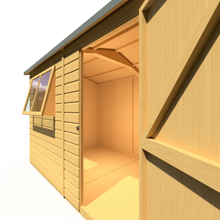 Lewis 10'x6' Single Door Shed Reverse Apex Style C - Chestnut Mill