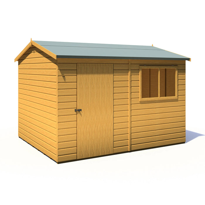 Lewis 10'x8' Single Door Shed  Reverse Apex Style D - Chestnut Mill