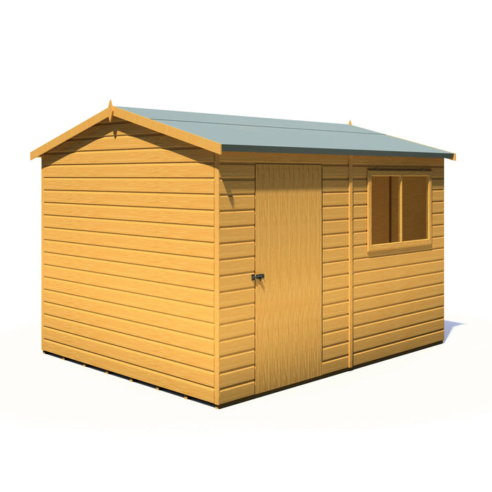 Lewis 10'x8' Single Door Shed  Reverse Apex Style D - Chestnut Mill