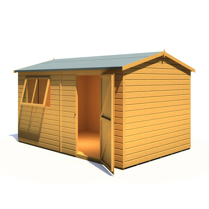 Lewis 12'x8' Single Door Shed Reverse Apex Style C - Chestnut Mill